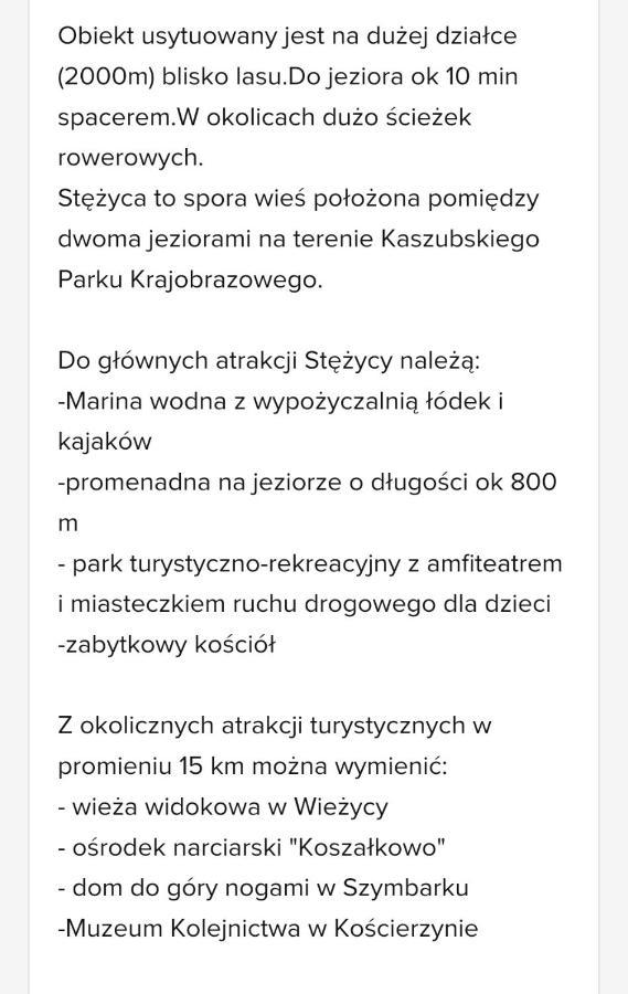 Dom Na Kaszubach "White House" Caloroczny Na Wylacznosc Stężyca Exteriör bild